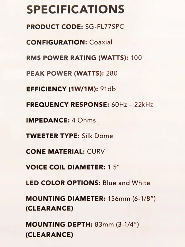 Fusion SG-FL77SPC Signature Marine Speakers With LED 7.7in 280W Chrome 9 Fusion SG-FL77SPC Signature Marine Speakers With LED 7.7in 280W Chrome - Image 9
